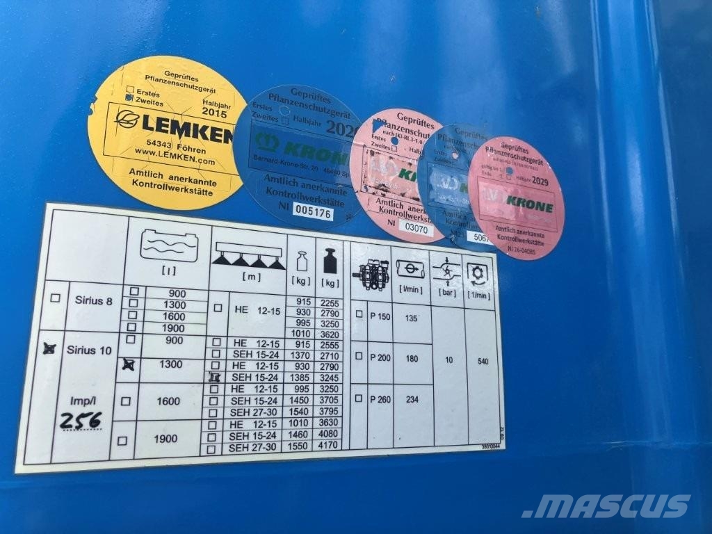 Lemken Sirius 10/1300 Pulverizadores arrastrados