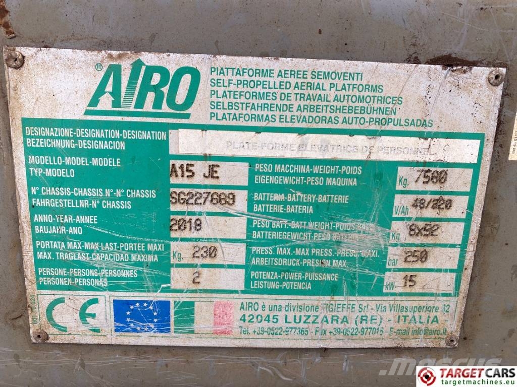 Airo A15JE Electric Articulated Boom Work Lift 1500cm Zelfrijdende knikarm hoogwerker