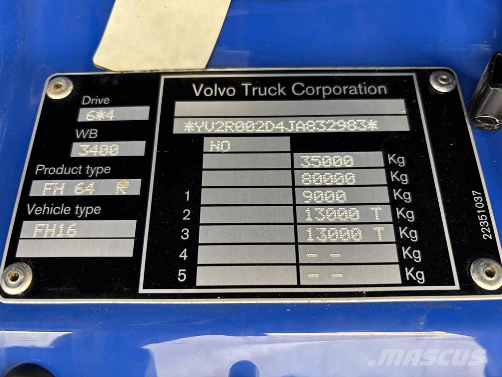Volvo FH 16 650 6x4 RETARDER / TANDEM AXLE LIFT / BOX L= ダンプ