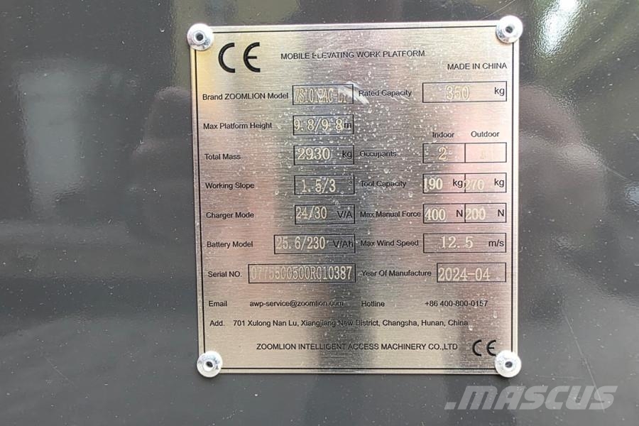 Zoomlion ZS1012AC-LI Unused, Valid Inspection, Electric, 11 Nůžková zvedací plošina
