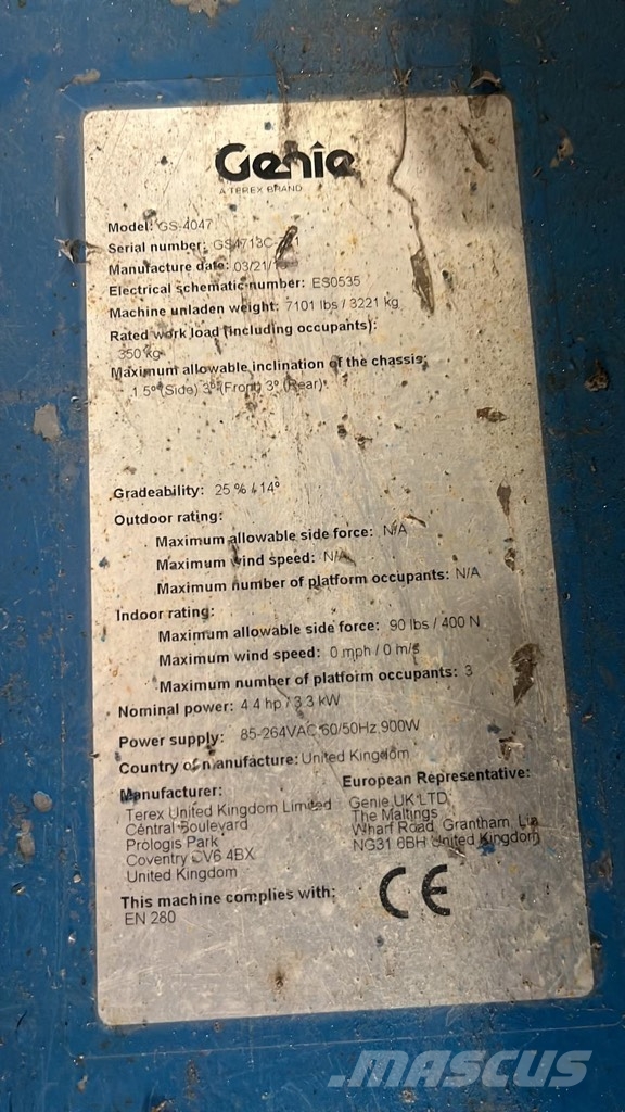 Genie GS 4047 Ανυψωτήρες ψαλιδωτής άρθρωσης