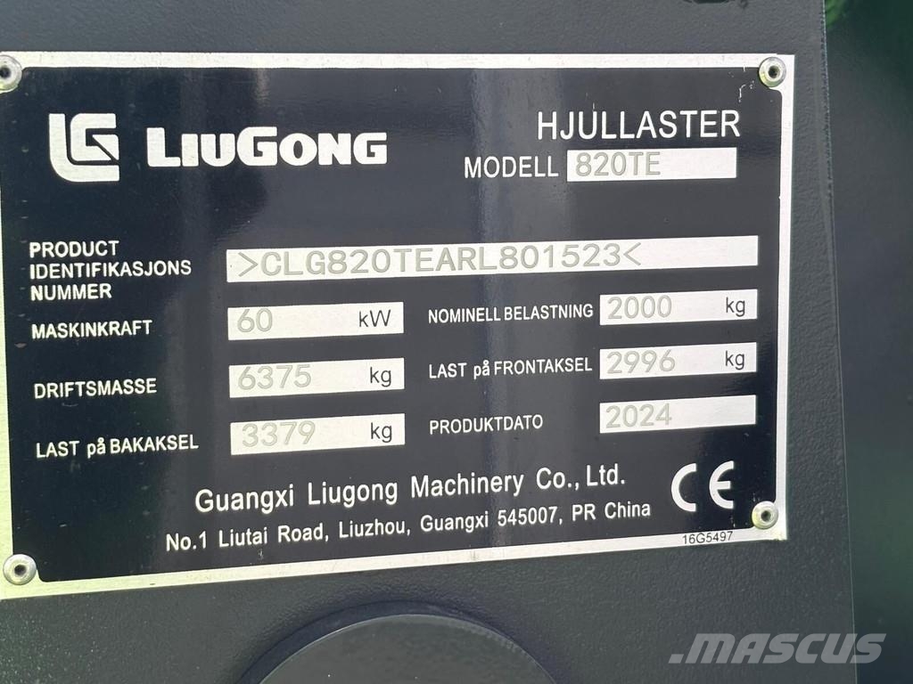 LiuGong 820 TE Electric Cargadoras sobre ruedas