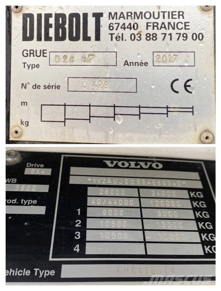 Volvo FH 660 RETARDER /DIEBOLT D2887 2017 endommagé Camiões de transporte de troncos