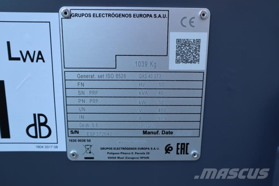 Atlas Copco QAS 40 ST3 Valid inspection, Diesel, 40 kVA ディーゼル発電機