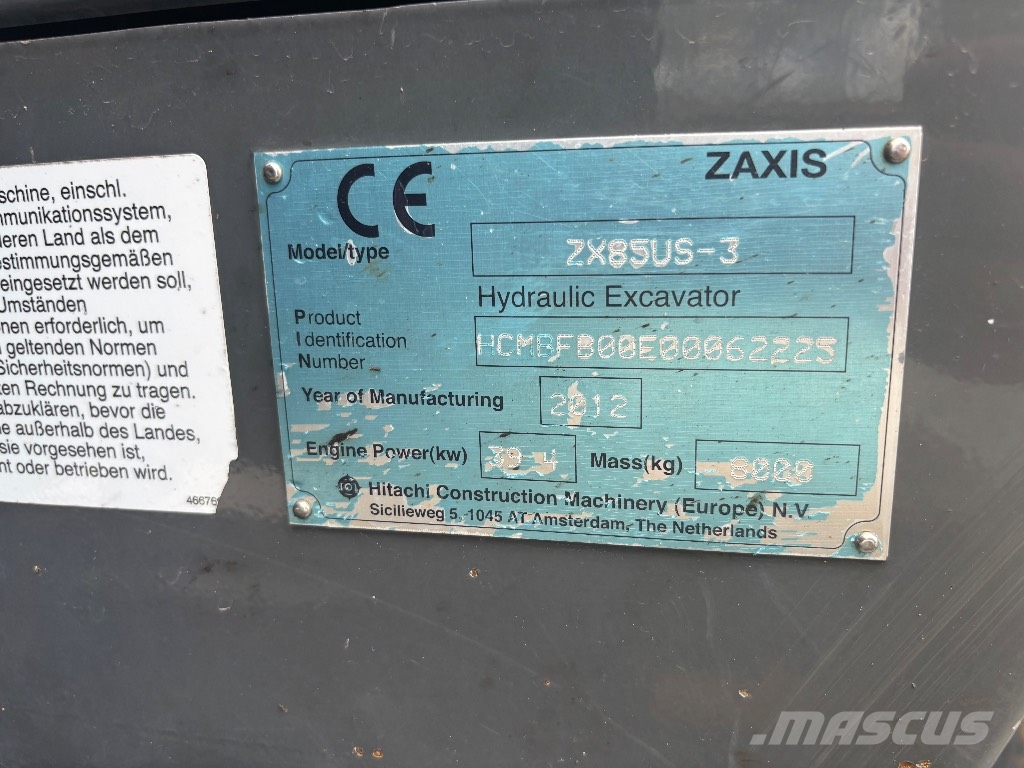 Hitachi ZX 85 US / Pyörittäjä, 2 kauhaa, 2 Telat, Ym! حفارات وسط 7 طن - 12 طن