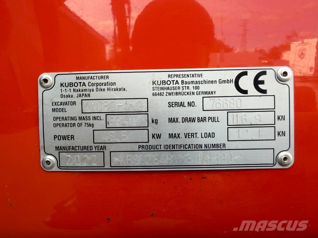 Kubota KX 080-4 Escavadeiras Midi 7t - 12t
