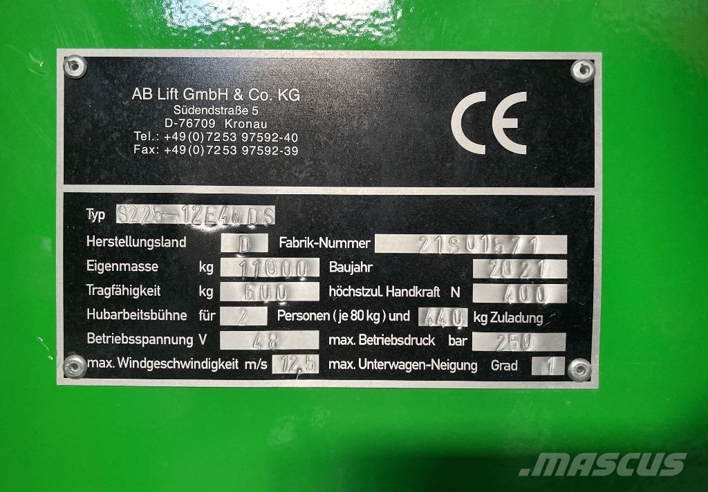 HAB S225-12 E4WDS, 22,5m electric scissor lift Nůžková zvedací plošina