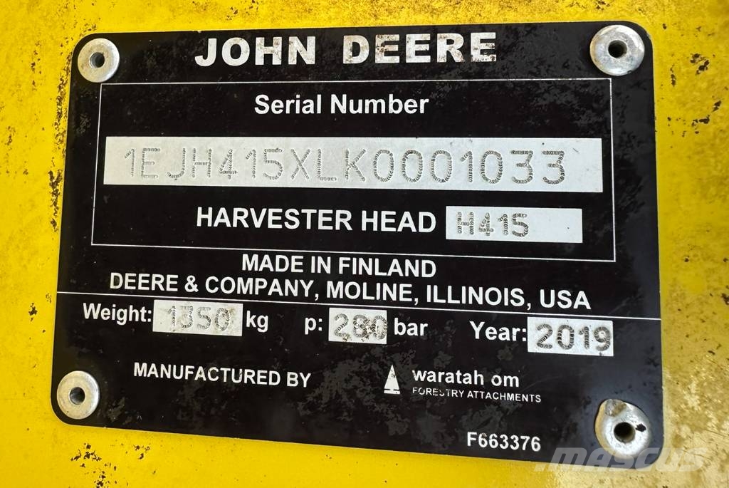 John Deere 1270G Forestry Harvester 8WD c/w 415 Head Harversteri