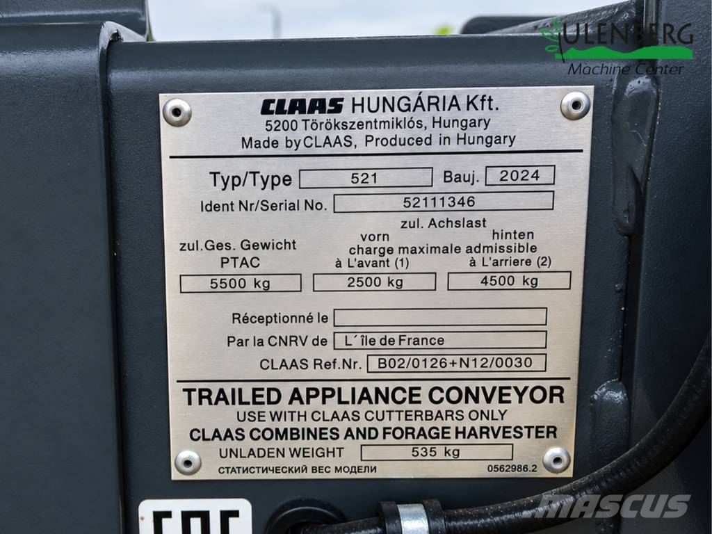 CLAAS Vario 770 Inny sprzęt żniwny
