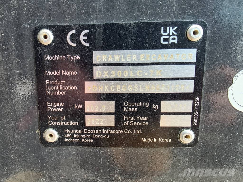 Doosan DX 300 LC-7 (2.495.000:- + m) Rupsgraafmachines