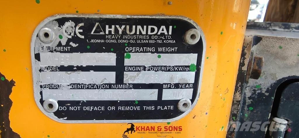 Hyundai HL760-9A BM / Air pressure unit / 4x4 / Cummins QS Wielladers