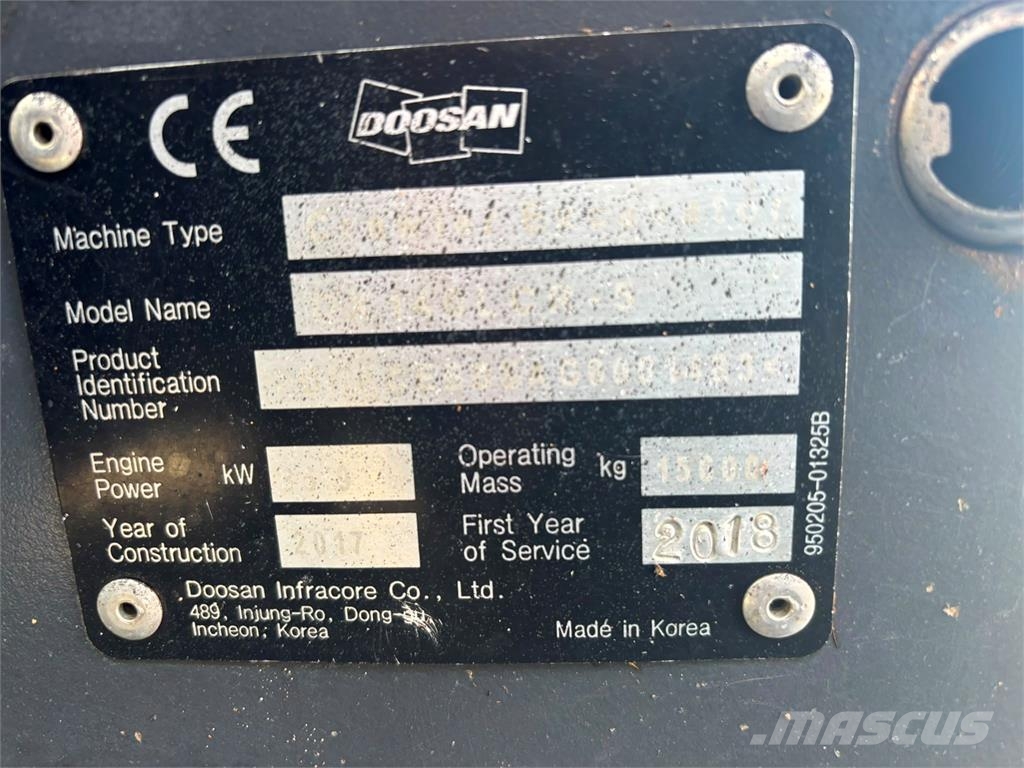 Doosan DX140LCR-5 Rupsgraafmachines