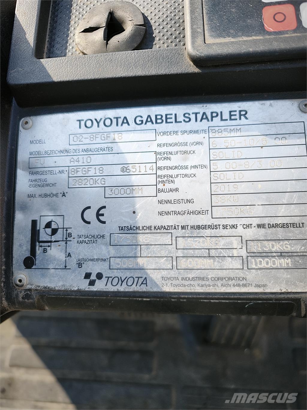 Toyota 02-8 FGF 18 Περονοφόρα ανυψωτικά κλαρκ με φυσικό αέριο LPG