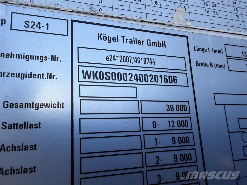 Kögel SN 24 VIN 606 Gardintrailer