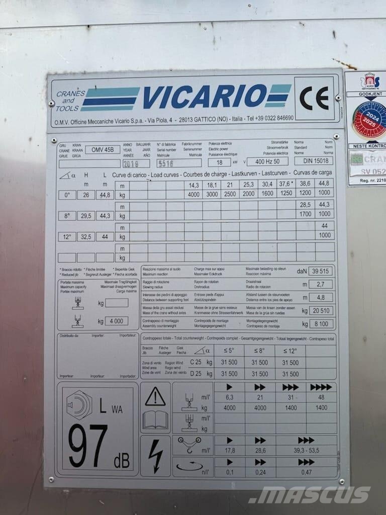Vicario Omv 45 B Grúas torre
