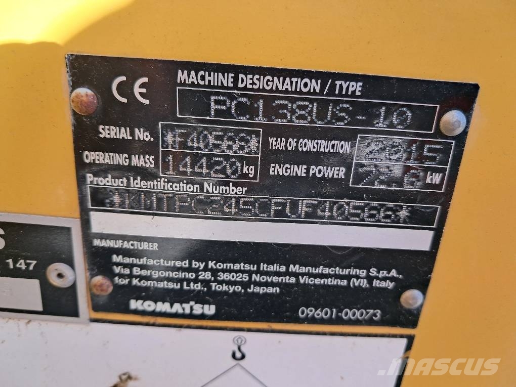 Komatsu PC138US-10 Pásové rýpadlá