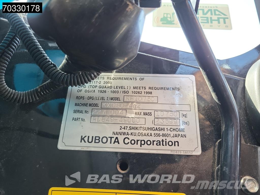 Kubota KX080 -4a2 A/C - 3 Buckets Minigraafmachines < 7t