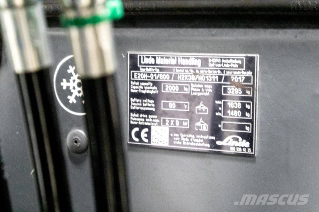 Linde E 20, motviktstruck med hög lyfthöjd. Batteri 2023 Elektrikli forkliftler