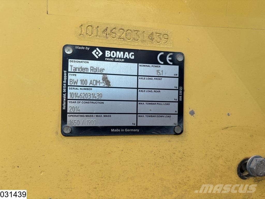 Bomag BW 100ADM-5 1284h, 15.1KW Kiti volai