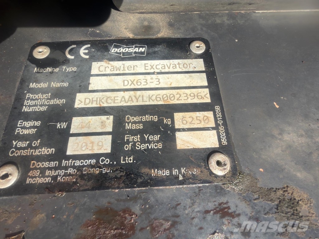 Doosan DX 63-3 *ACCIDENTE*DAMAGED*UNFALL* Mini bageri <7t