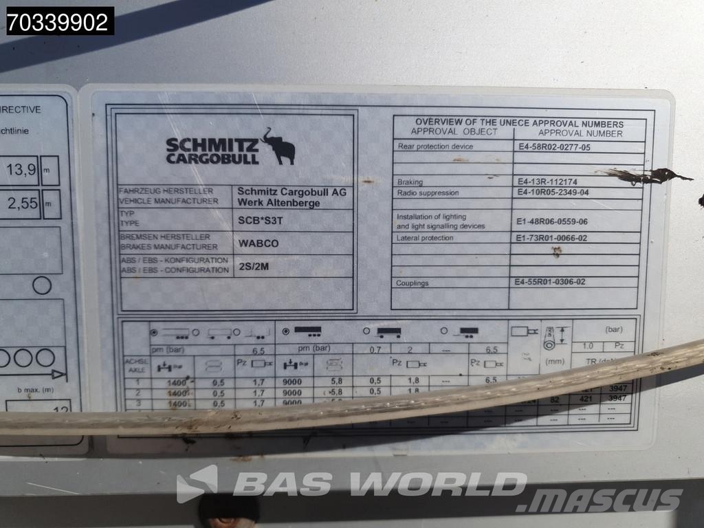 Schmitz Cargobull SCB*S3T 3 axles Sliding roof Curtainsiderauflieger