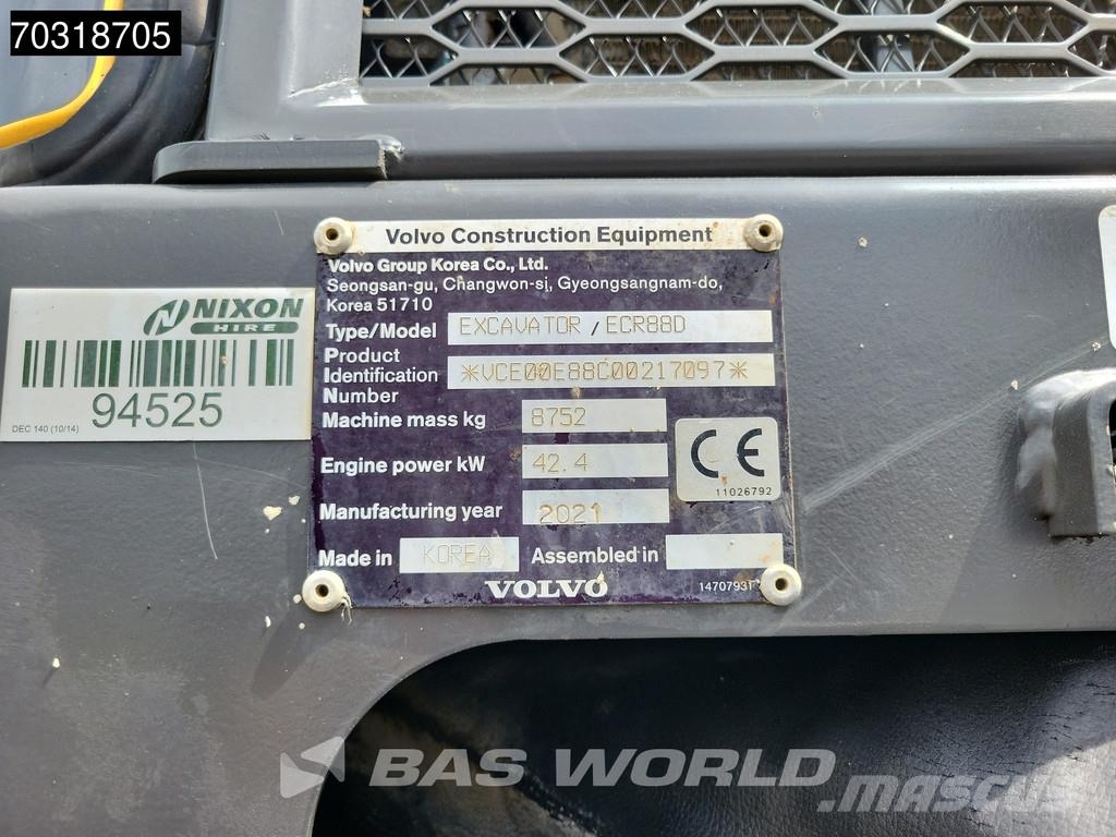 Volvo ECR88 D A/C - 2 Buckets Mini ekskavatörler, 7 tona dek