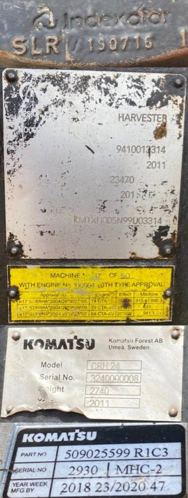 Komatsu 941.1+ Tête C144 2018 Origine Française endommagée Harvestory