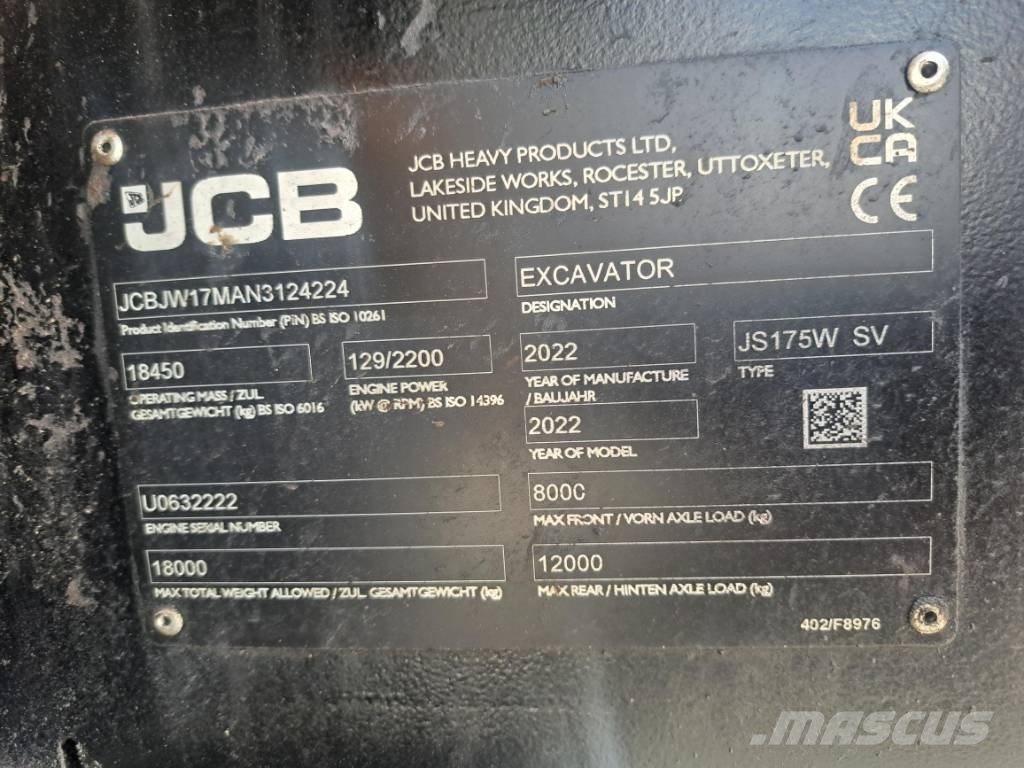 JCB JS 175 W STAGE V Wielgraafmachines