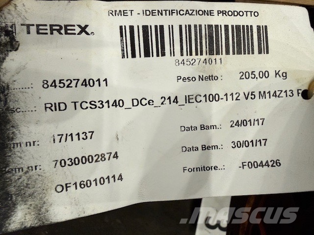 Terex BREVINI NEW SWING GEARS 塔式起重機