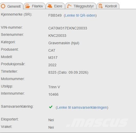 CAT M317 Escavatori gommati