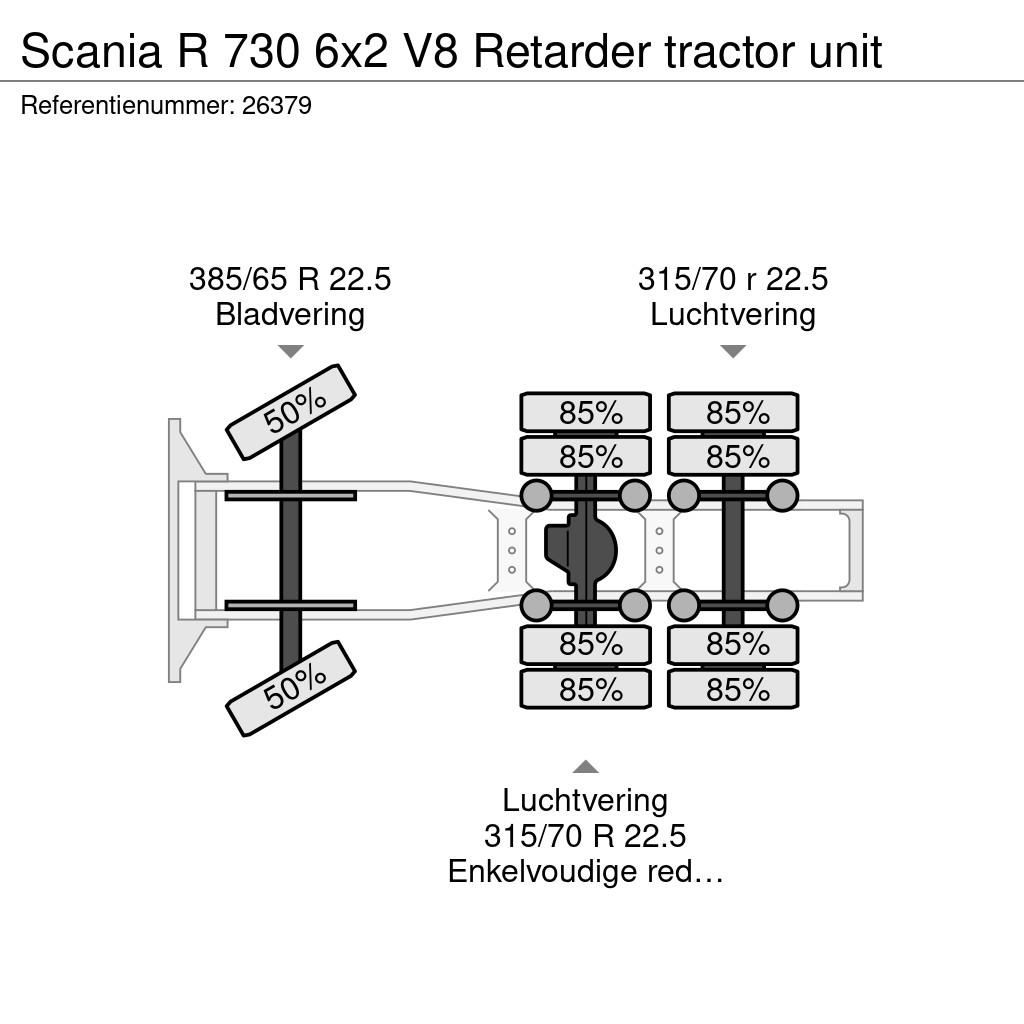 Scania R 730 6x2 V8 Retarder tractor unit Sadulveokid