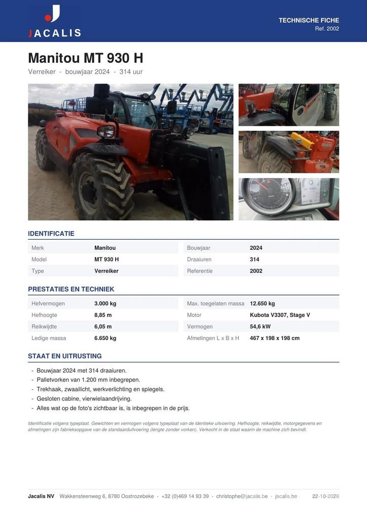 Manitou MT 930 H مناولات متداخلة
