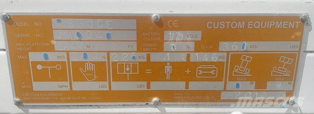  Custom Equipment P830CE Plataformas tijera
