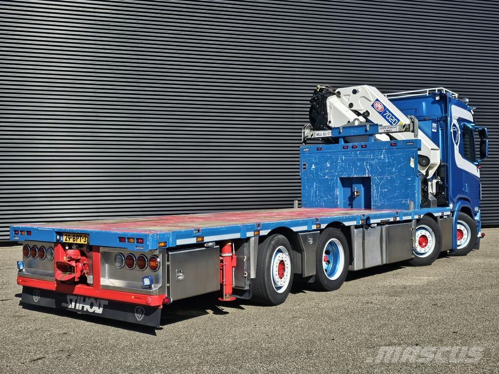 Scania R520 V8 8x2/6 / HMF 70 tm + JUMBO AANHANGER 크레인 트럭