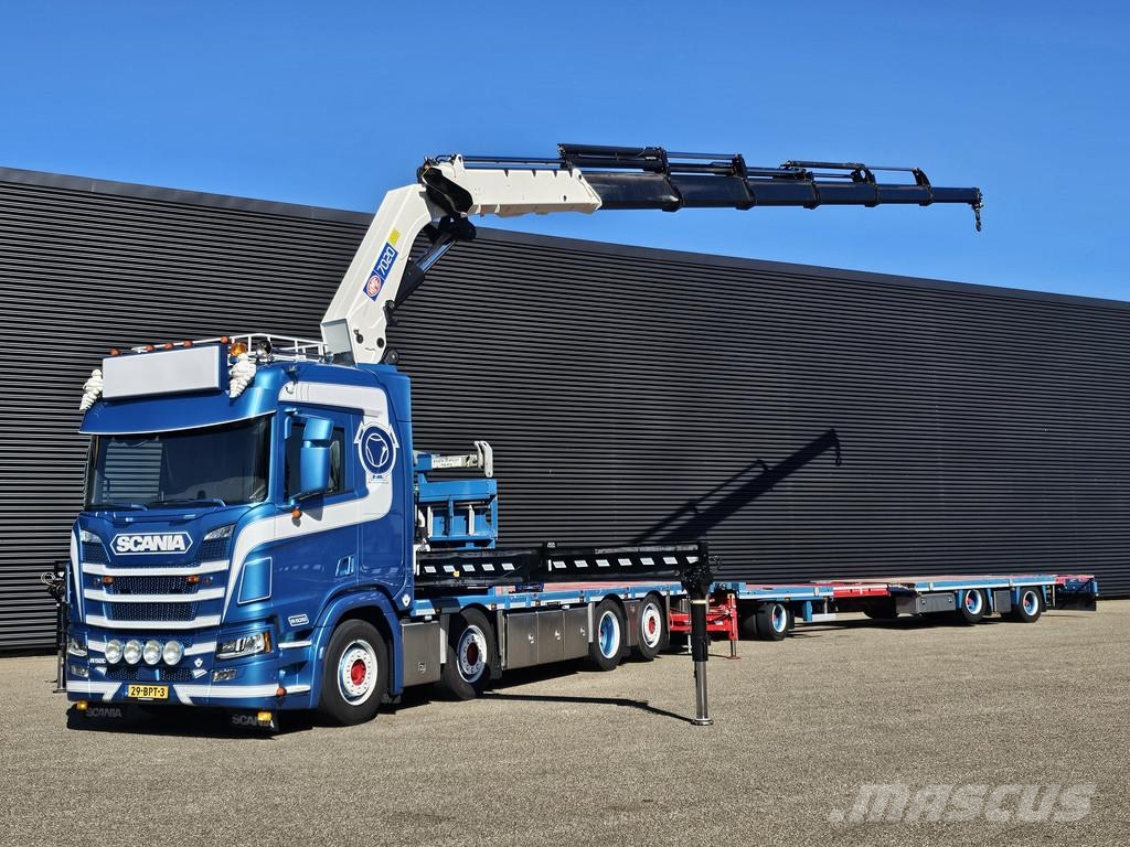 Scania R520 V8 8x2/6 / HMF 70 tm + JUMBO AANHANGER 크레인 트럭