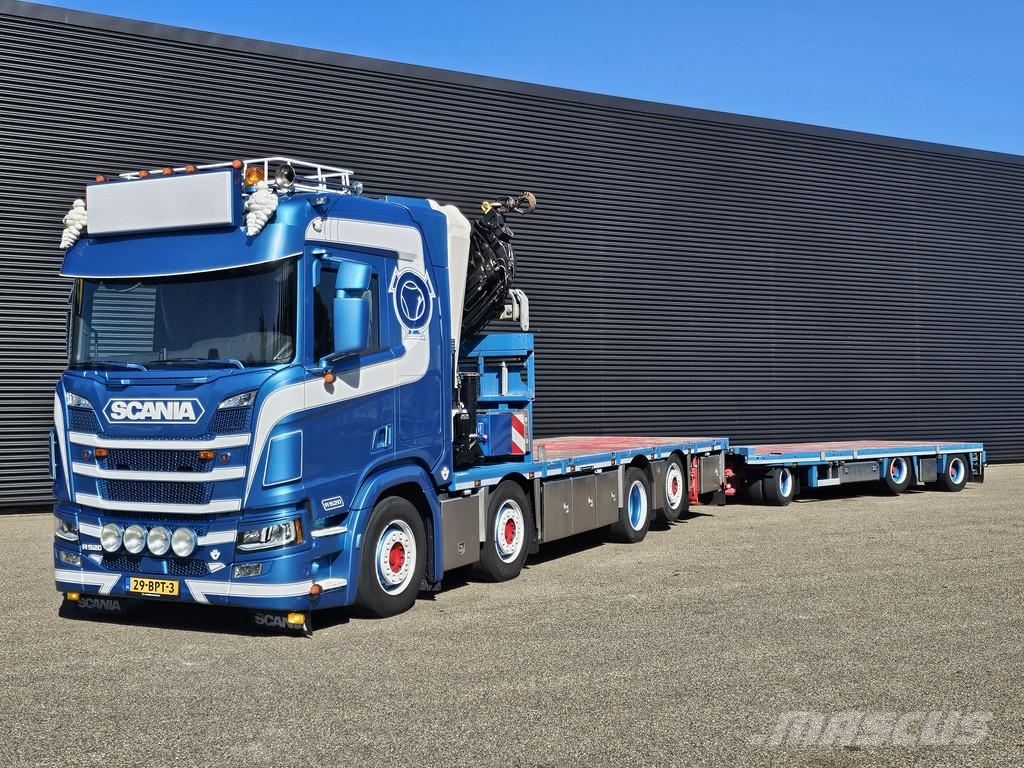 Scania R520 V8 8x2/6 / HMF 70 tm + JUMBO AANHANGER 크레인 트럭