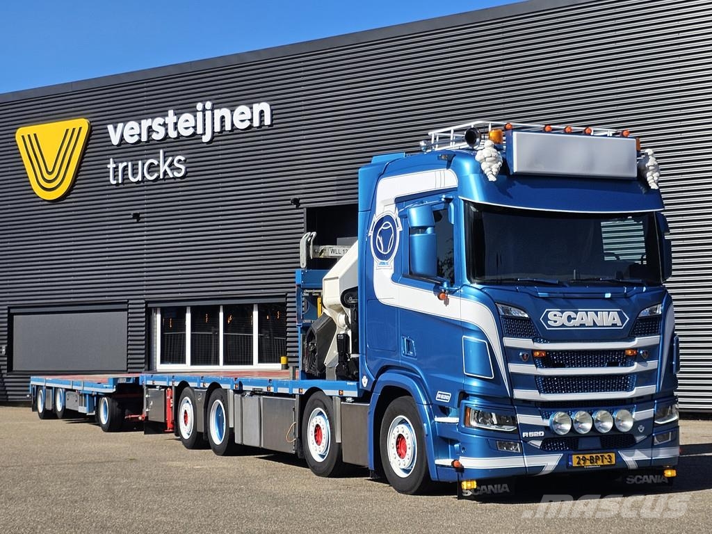 Scania R520 V8 8x2/6 / HMF 70 tm + JUMBO AANHANGER 크레인 트럭