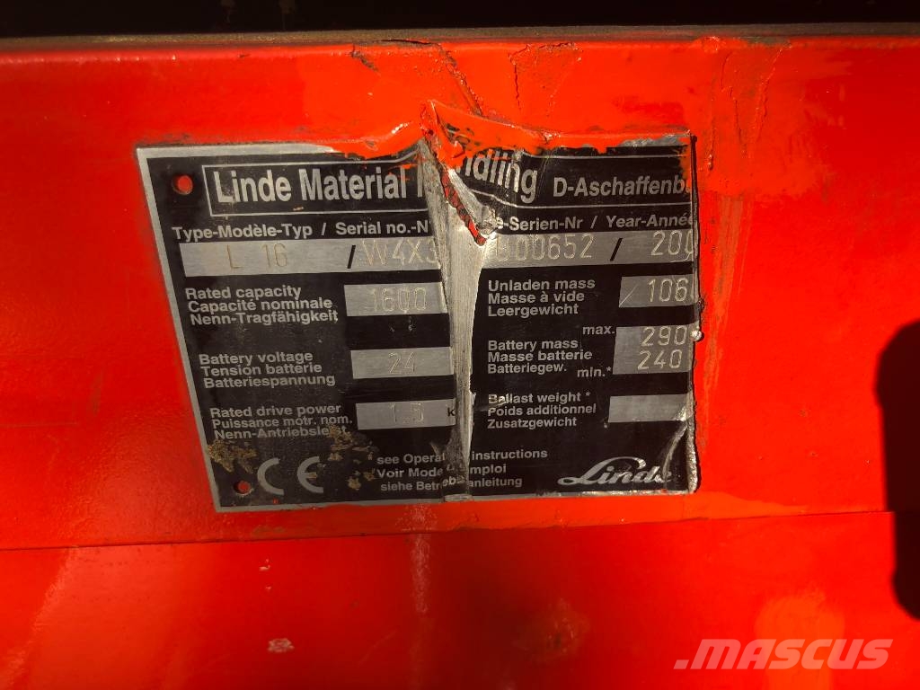 Linde L16 /372/ V-3220 OB Ručni paletariRučni paletni viličari