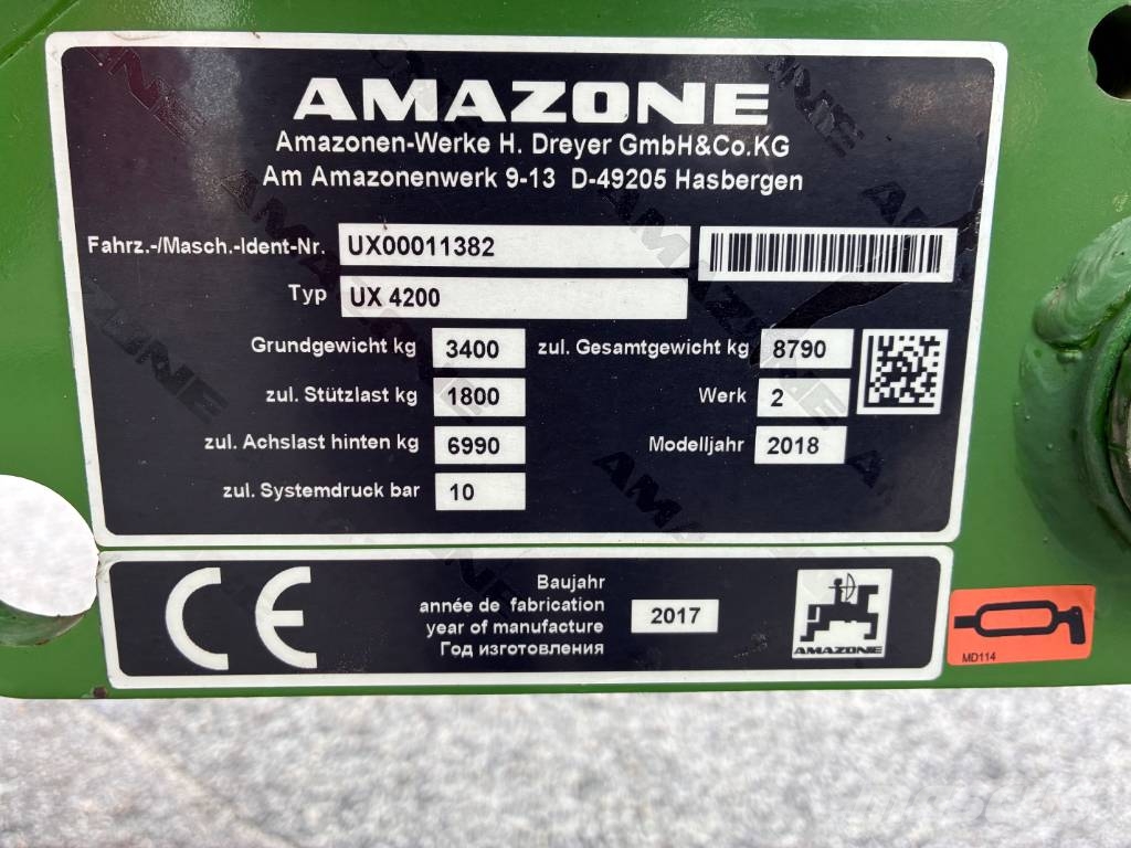 Amazone UX 4200 Haagispritsid