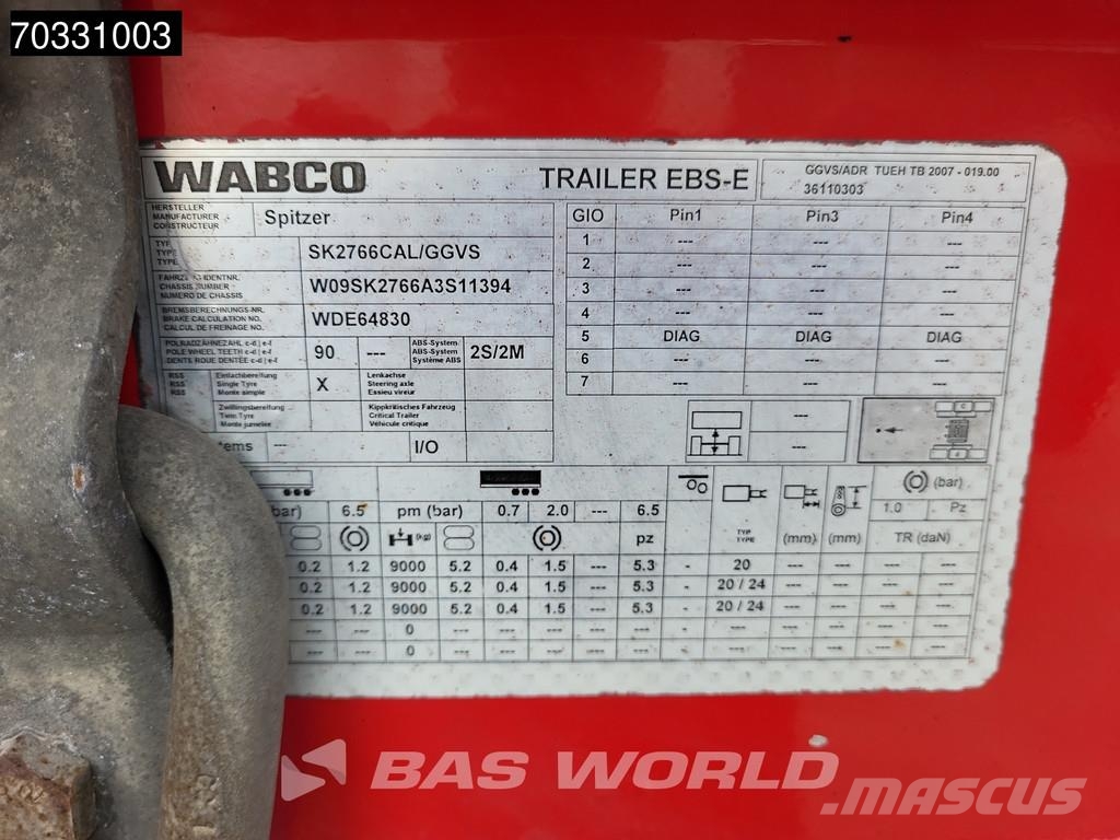 Spitzer SK2766 CAL 3 axles TÜV 02/27 ADR 66m3 نصف مقطورات مقطورة 