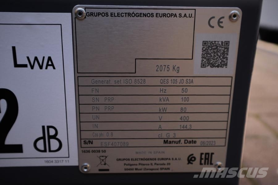 Atlas Copco QES 105 JD S3A ESF Valid inspection, Diesel, 105 k Дизельні генератори