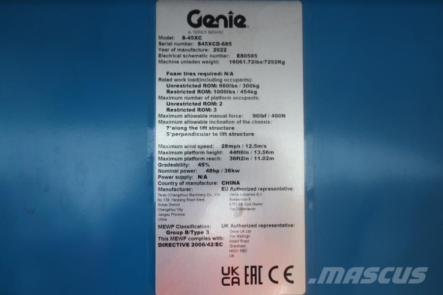 Genie S45XC Valid Inspection, *Guarantee! Diesel, 4x4 Dr Ανυψωτήρες με τηλεσκοπικό βραχίονα