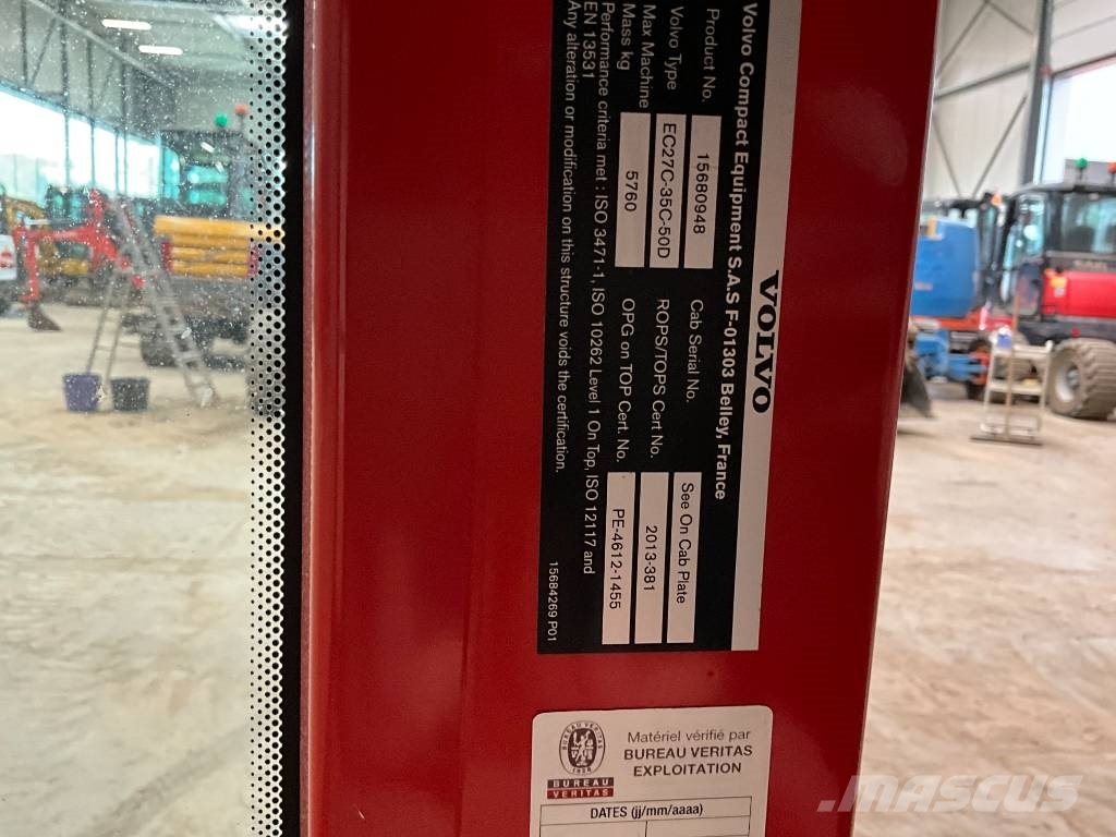 Volvo EC 27 C / EC 35 C / ECR 50 D Cabines e interior máquinas construção