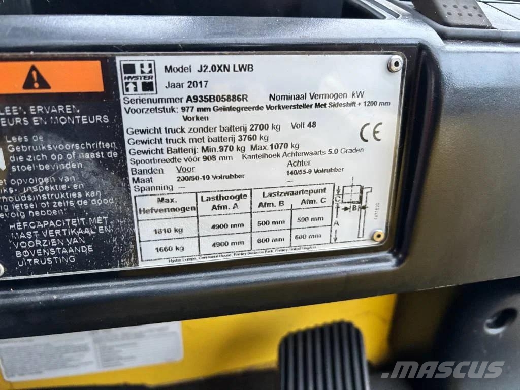 Hyster J 2.00 XN LWB 336 HOURS Empilhadores eléctricos