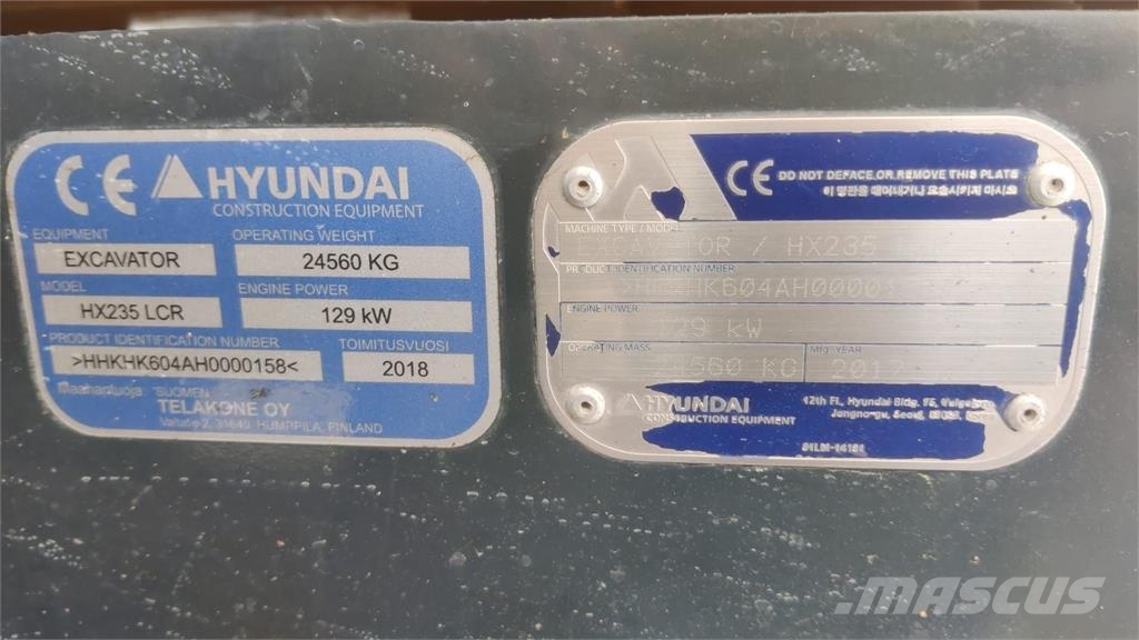 Hyundai HX235 LCR Excavadoras sobre orugas