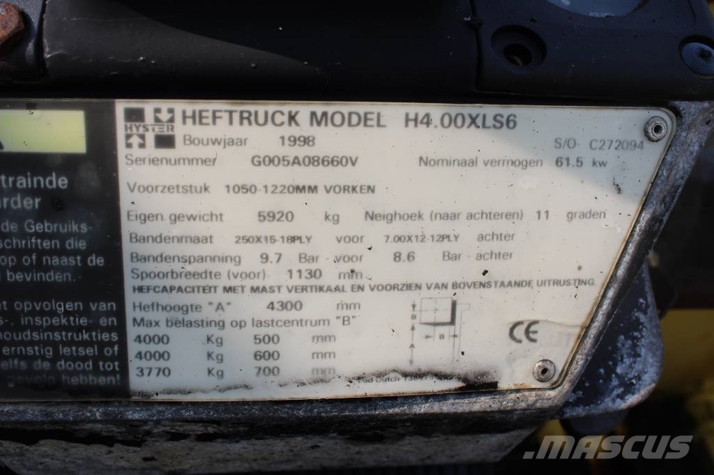 Hyster H 4.00 XLS-6 Diesel forklifts