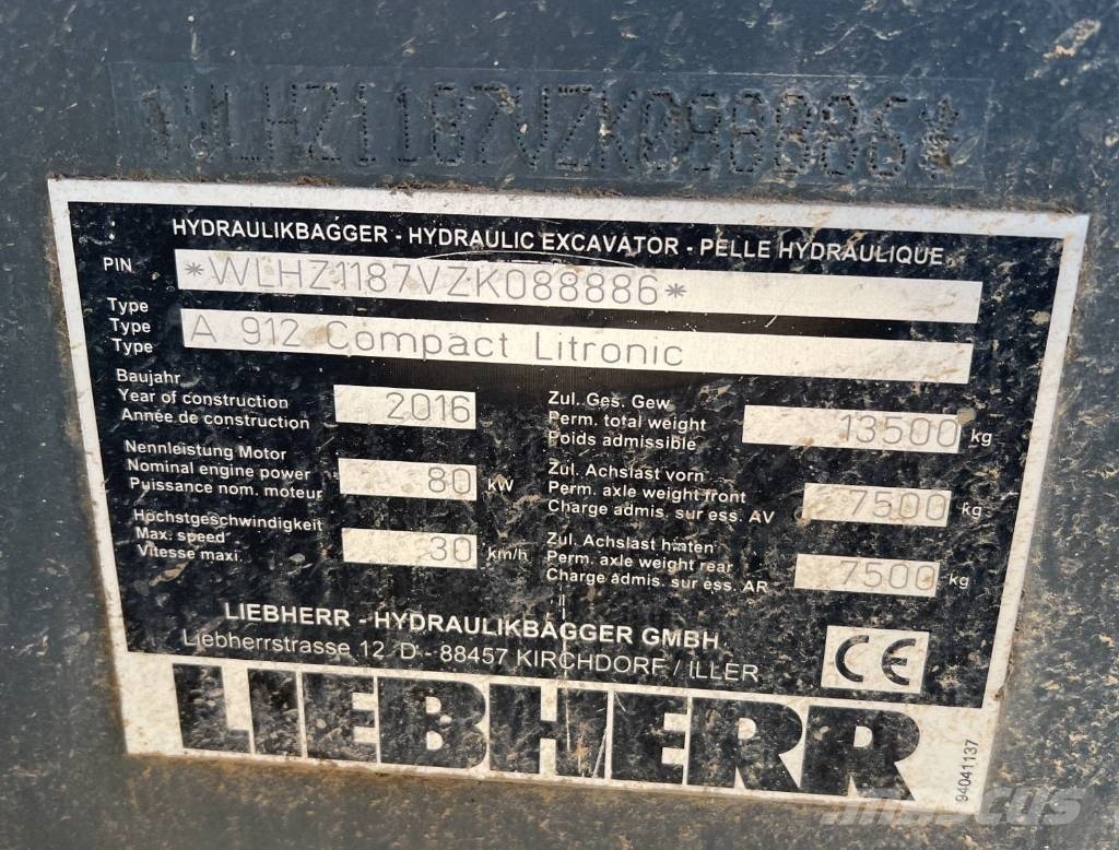 Liebherr A 912 compact Wheeled Excavator Excavadoras de ruedas
