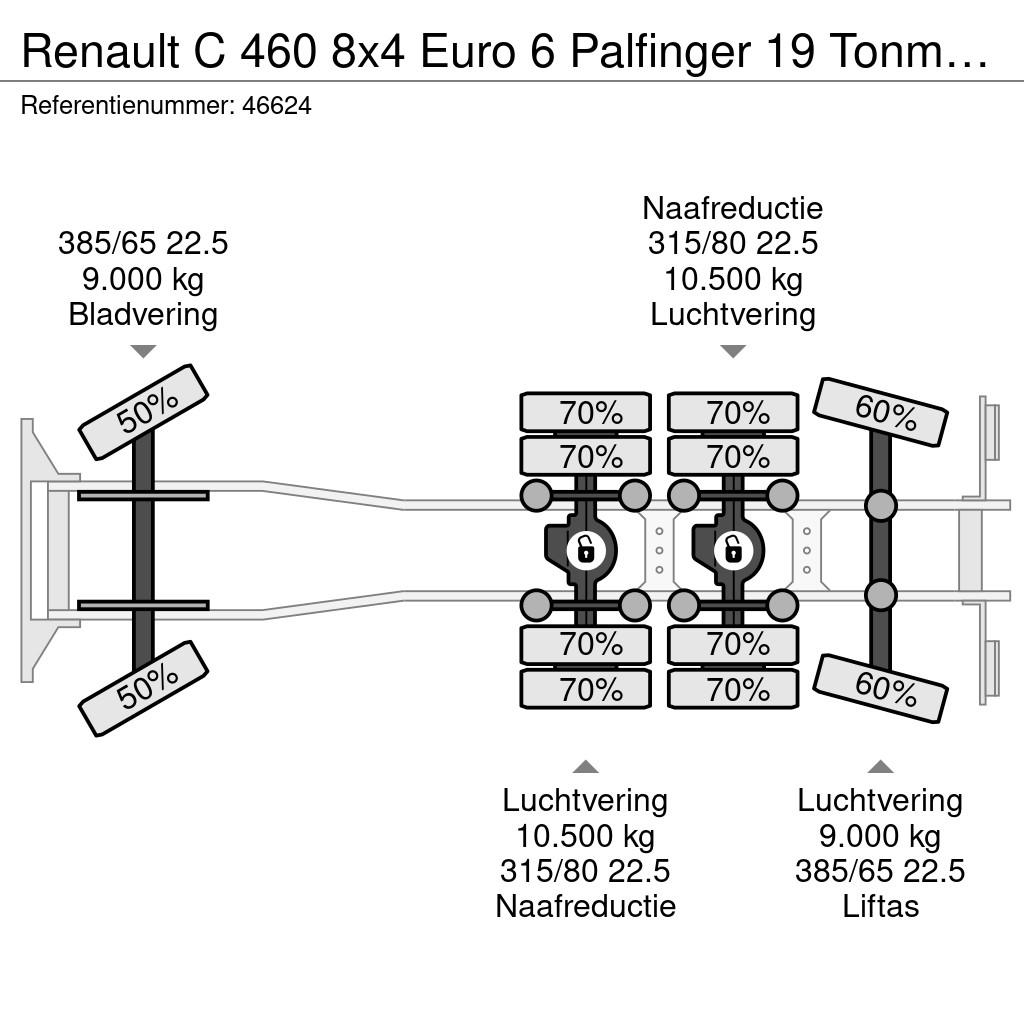 Renault C 460 8x4 Euro 6 Palfinger 19 Tonmeter laadkraan Abrollkipper