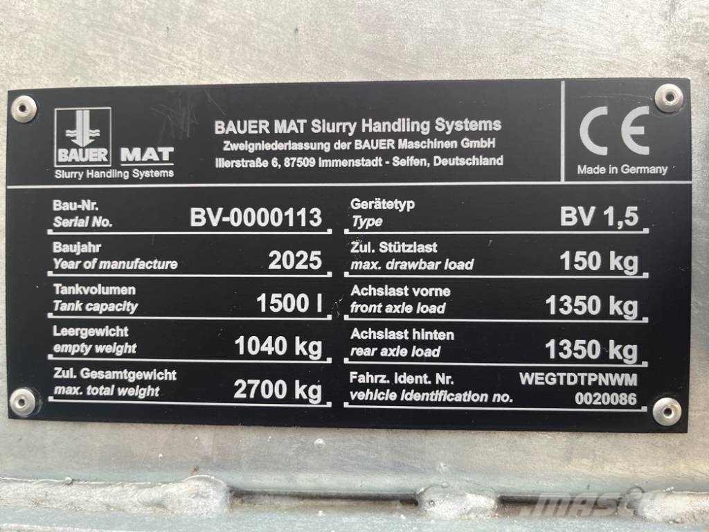 Bauer MAT BentoVac Camiões-cisterna de lamas