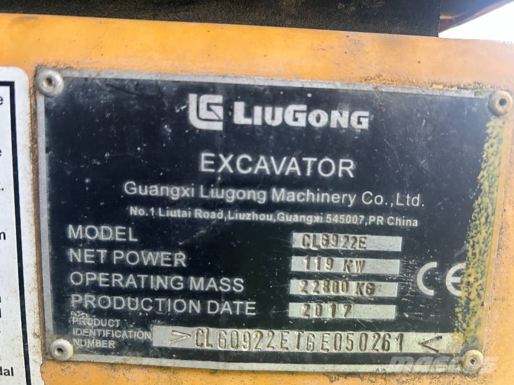 LiuGong 922 E Roomikekskavaatorid